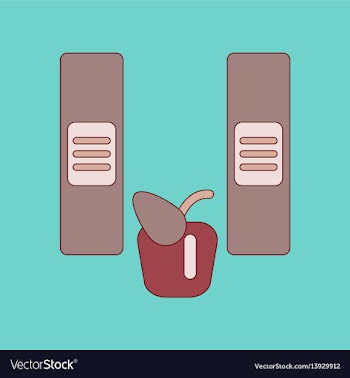 Flat icon with thin lines folders apple vector image