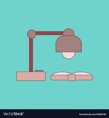 Flat icon with thin lines lamp book vector image