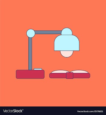 Flat icon with thin lines lamp book vector image