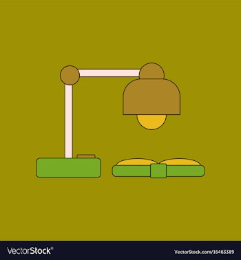 Flat icon with thin lines lamp book vector image