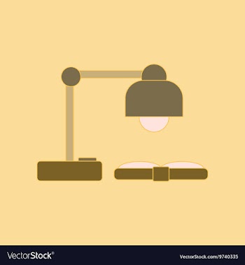 Flat icon with thin lines lamp book vector image