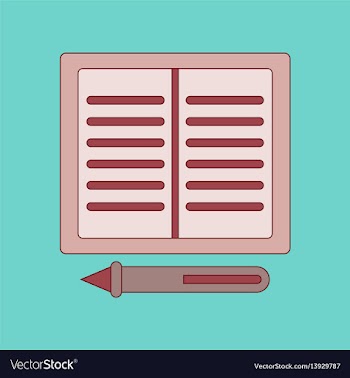 Flat icon with thin lines notebook pen vector image