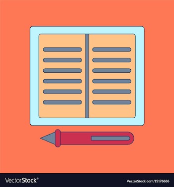 Flat icon with thin lines notebook pen vector image