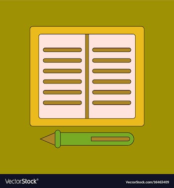 Flat icon with thin lines notebook pen vector image