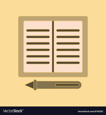 Flat icon with thin lines notebook pen vector image