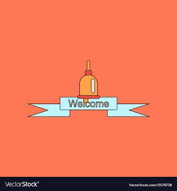 Flat icon with thin lines school bell vector image