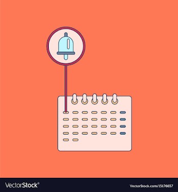 Flat icon with thin lines school calendar vector image