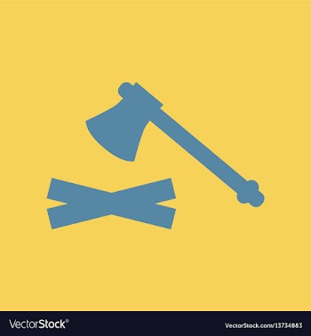 Flat icon wood and an ax vector image