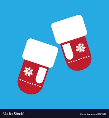 Flat iconon stylish background mittens snowflakes vector image