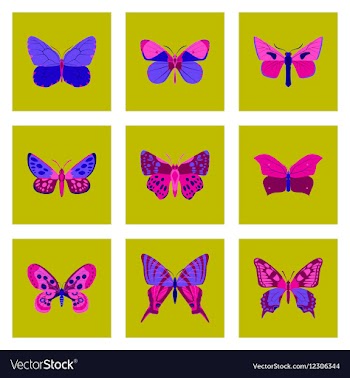 Flat icons big collection of colorful butterflies vector image