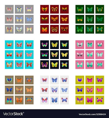 Flat icons big collection of colorful butterflies vector image