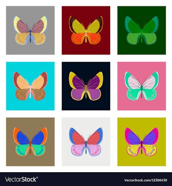 Flat icons big collection of colorful butterflies vector image