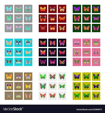 Flat icons big collection of colorful butterflies vector image