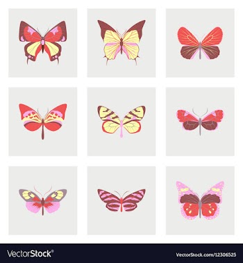 Flat icons big collection of colorful butterflies vector image