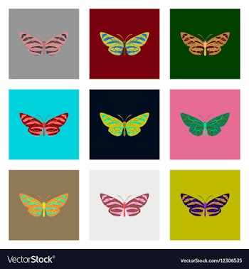Flat icons big collection of colorful butterflies vector image