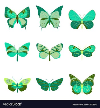 Flat icons big collection of colorful butterflies vector image