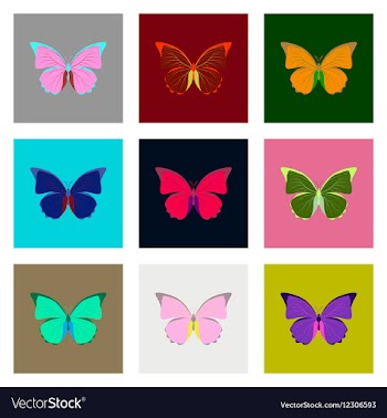 Flat icons big collection of colorful butterflies vector image