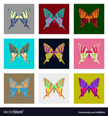 Flat icons big collection of colorful butterflies vector image