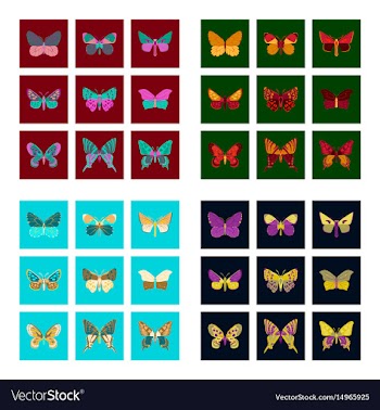 Flat icons big collection of colorful butterflies vector image