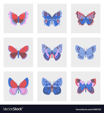 Flat icons big collection of colorful butterflies vector image