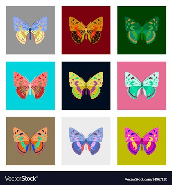Flat icons big collection of colorful butterflies vector image