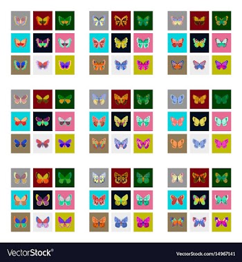 Flat icons big collection of colorful butterflies vector image