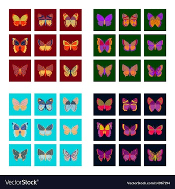 Flat icons big collection of colorful butterflies vector image