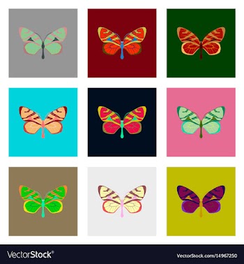 Flat icons big collection of colorful butterflies vector image