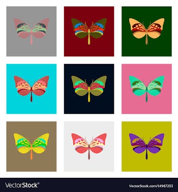 Flat icons big collection of colorful butterflies vector image