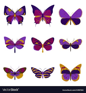 Flat icons big collection of colorful butterflies vector image