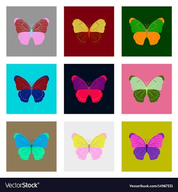 Flat icons big collection of colorful butterflies vector image