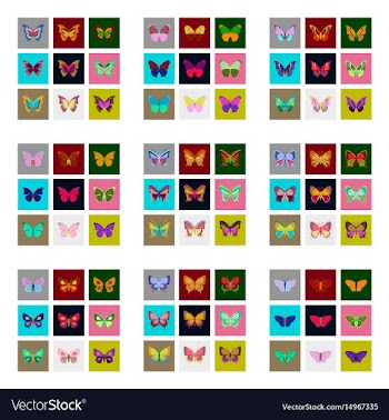 Flat icons big collection of colorful butterflies vector image