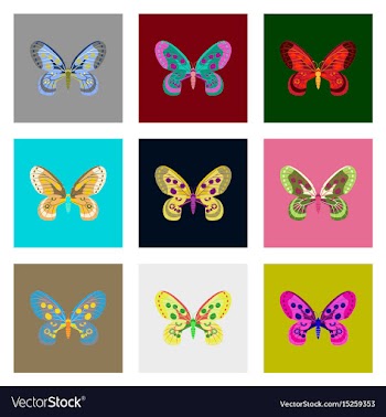 Flat icons big collection of colorful butterflies vector image
