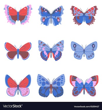 Flat icons big collection of colorful butterflies vector image