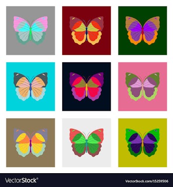 Flat icons big collection of colorful butterflies vector image