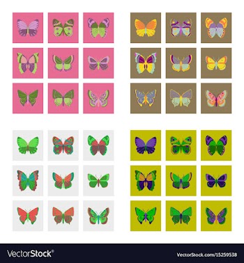 Flat icons big collection of colorful butterflies vector image
