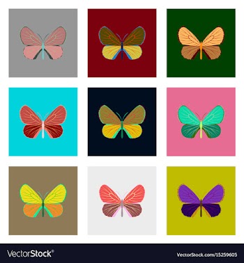 Flat icons big collection of colorful butterflies vector image