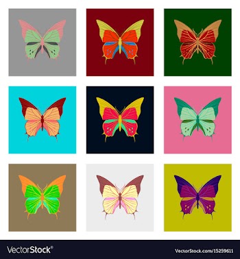 Flat icons big collection of colorful butterflies vector image