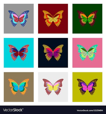 Flat icons big collection of colorful butterflies vector image