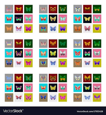 Flat icons big collection of colorful butterflies vector image
