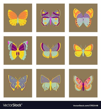 Flat icons big collection of colorful butterflies vector image