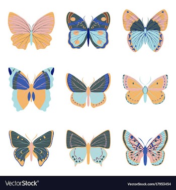 Flat icons big collection of colorful butterflies vector image