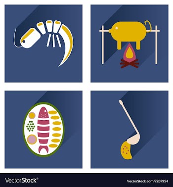 Flat icons collection shadow restaurant meals vector image