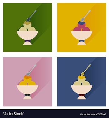 Flat icons collection with shadow balls ice cream vector image