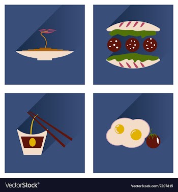 Flat icons collection with shadow food vector image