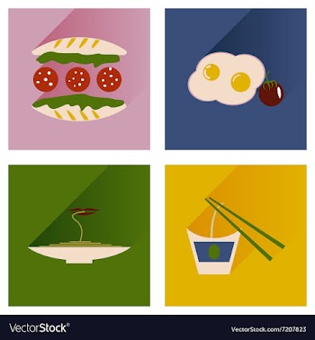 Flat icons collection with shadow food vector image