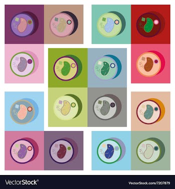 Flat icons collection with shadow steak on plate vector image