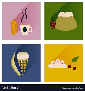 Flat icons collection with shadow sweet desserts vector image