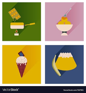 Flat icons collection with shadow sweet desserts vector image