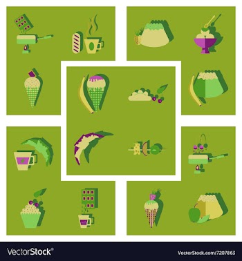 Flat icons collection with shadow sweet fastfood vector image